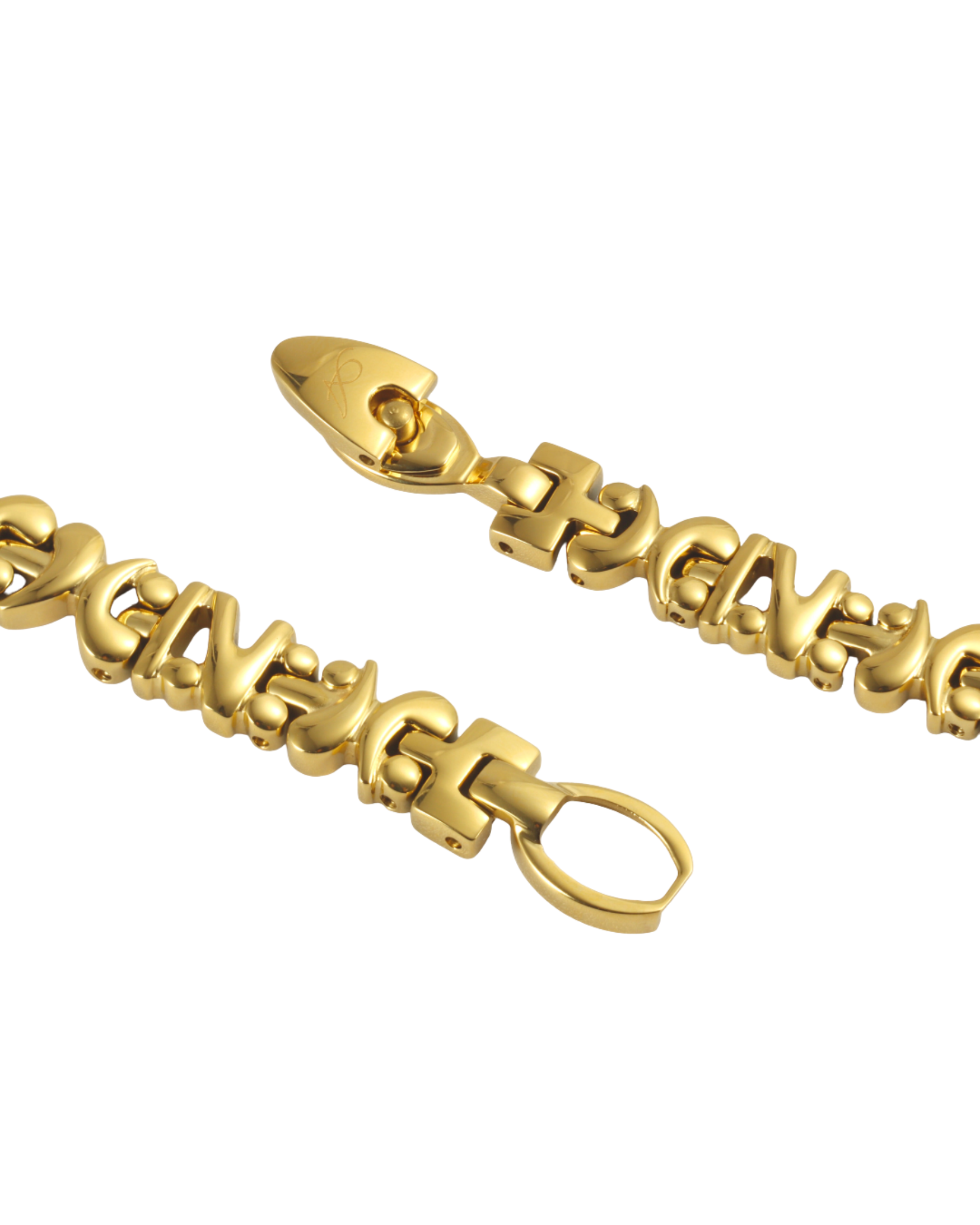 Archive24's XXIV gold bracelet chain and buckle on a white background