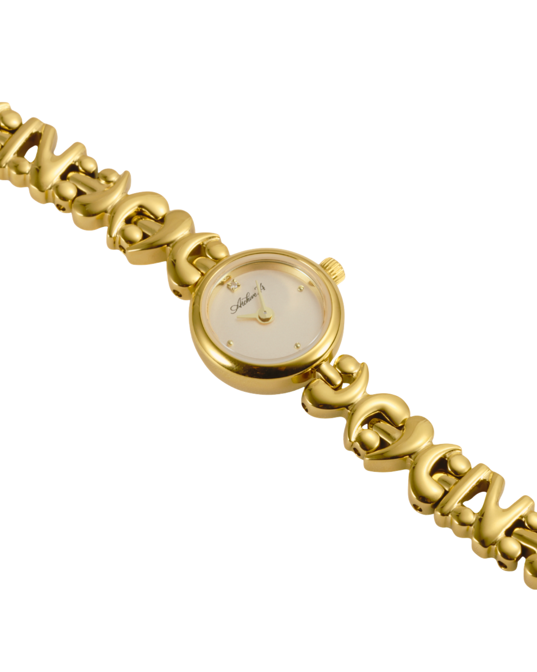 Archive24's XXIV gold bracelet watch on a white background