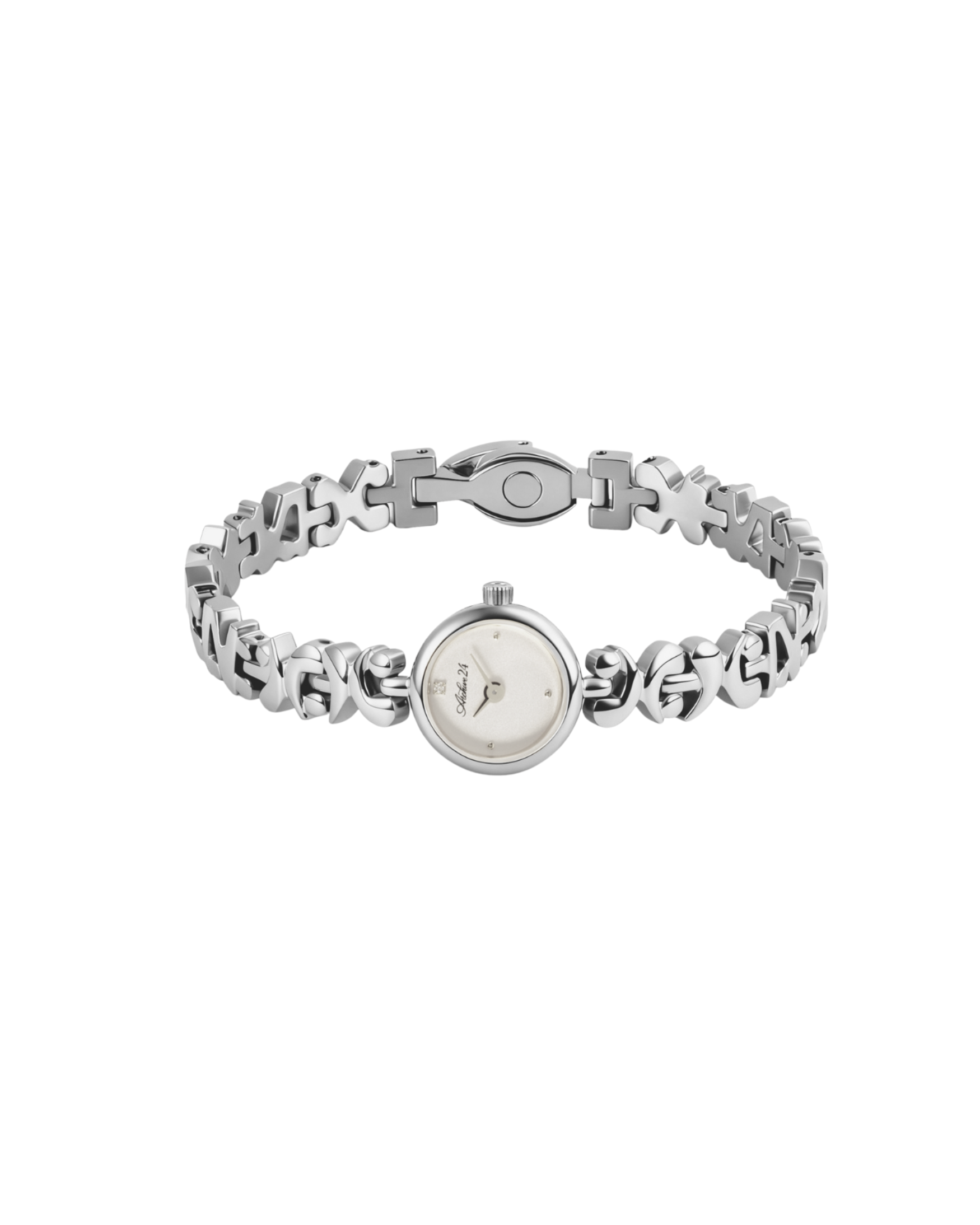 Archive24's XXIV silver bracelet watch on white background