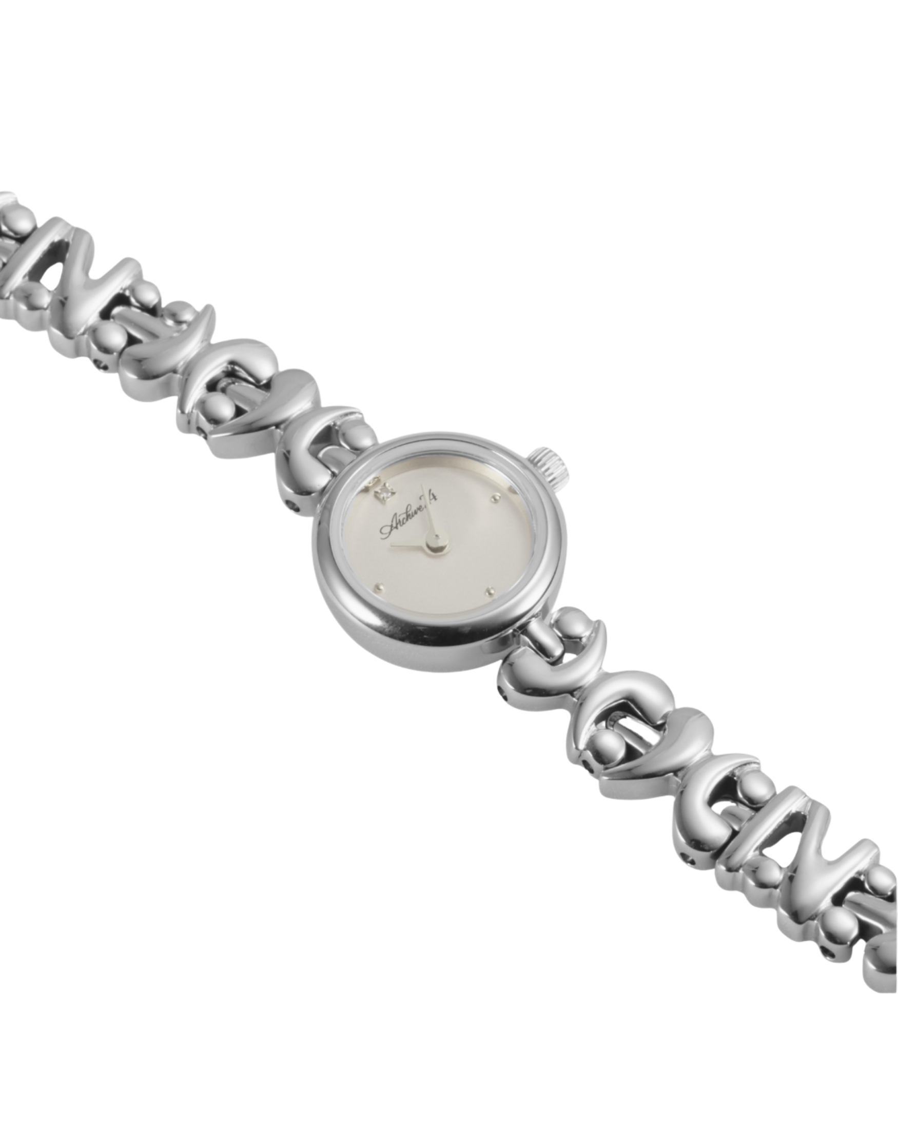 Archive24's XXIV silver bracelet watch on a white background